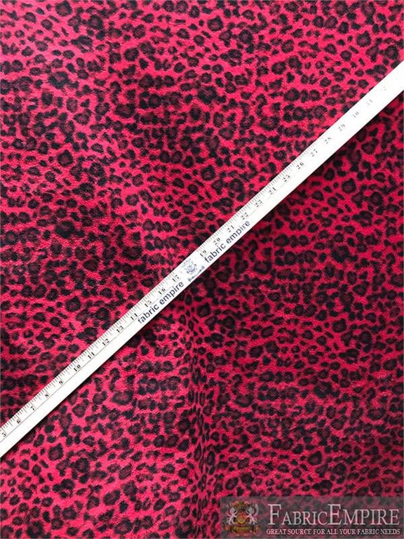 Fleece Printed Fabric LEOPARD RED / 58" Wide / Sold by the yard
