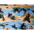 thumbnail image 1 of Fleece Printed Fabric ^ MOTOCROSS BLUE BROWN ^ / 58" Wide / Sold by the yard, 1 of 1