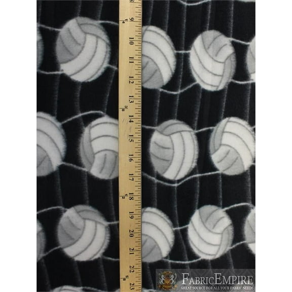 Fleece Printed Fabric VOLLEYBALL NET BLACK / 58" Wide / Sold by the yard S-648