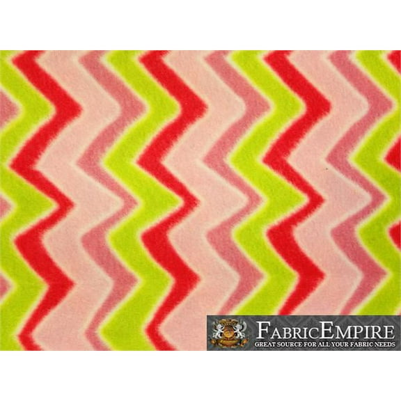 Fleece Printed Fabric WAVY CHEVRON STRAWBERRY / 58" Wide / Sold by the yard S-651