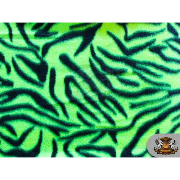Fleece Printed Winter Fabric Neon Zebra Green / 58" Wide/ Sold by the yard S-582