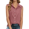 thumbnail image 1 of Pullover Women Elegant Sleeveless Classic Collar Button Beach Outfits for Women,Watermelon Red,XL, 1 of 7