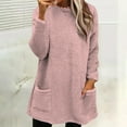 thumbnail image 1 of Fleece Pullover Women Fuzzy Cozy Sweaters For Women Crew Neck Sweatshirts Thermal Warm Oversized Tops With Pockets Pink 3XL, 1 of 5