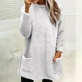 thumbnail image 1 of Fleece Pullover Women Fuzzy Cozy Sweaters For Women Crew Neck Sweatshirts Thermal Warm Oversized Tops With Pockets White 3XL, 1 of 5