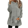 thumbnail image 1 of Fleece Pullover Women Oversized Cozy Sweatshirts Crew Neck Long Sleeve Fuzzy Tops Soft Comfy Solid Color Warm Sweaters Loose Casual Thermal Winter Pajama Sleepwear Plus Size Pjs with Pockets, 1 of 3