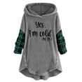 thumbnail image 1 of Fleece Pullover Women Patchwork Long Sleeve Fuzzy Hoodie Sweater Baggy Cat Jumper Tops Winter Sweatshirts Loungewear, 1 of 4