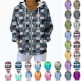 thumbnail image 1 of Fleece Pullover Women, Women's Print Hooded Sweatshirt, Drawstring Zip Up Hoodie with Pockets, Casual Winter Fleece Lined Warm Comfy Soft Sweatshirts Hoodie Jacket, 1 of 9