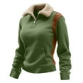 thumbnail image 1 of Fleece Pullover Women, Women's Vintage Western-Style Solid Color Half-Zip Long-Sleeve Stand-Up Collar Pullover Hoodie Top with Fleece & Suede-Like Patchwork & Pockets, Regular-Fit, Fleece Sw, 1 of 7