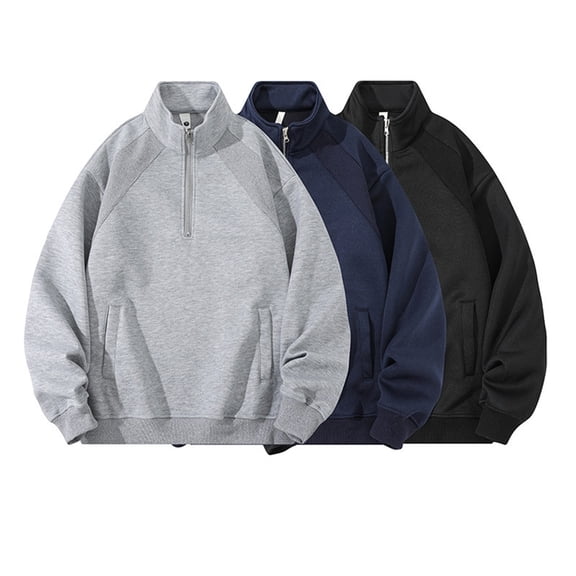 Quarter Zip Pullover Men Polar Lightweight Athletic Sweater, Warm 1/4 Zipper Jacket, Neck Light Gray XL