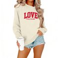 thumbnail image 1 of Women's Valentine Pullover Love Heart Long Sleeve Valentines the Day Sweatshirts Crewneck Warm Valentine's Day Graphic Sweatshirts Beige 3XL, 1 of 2