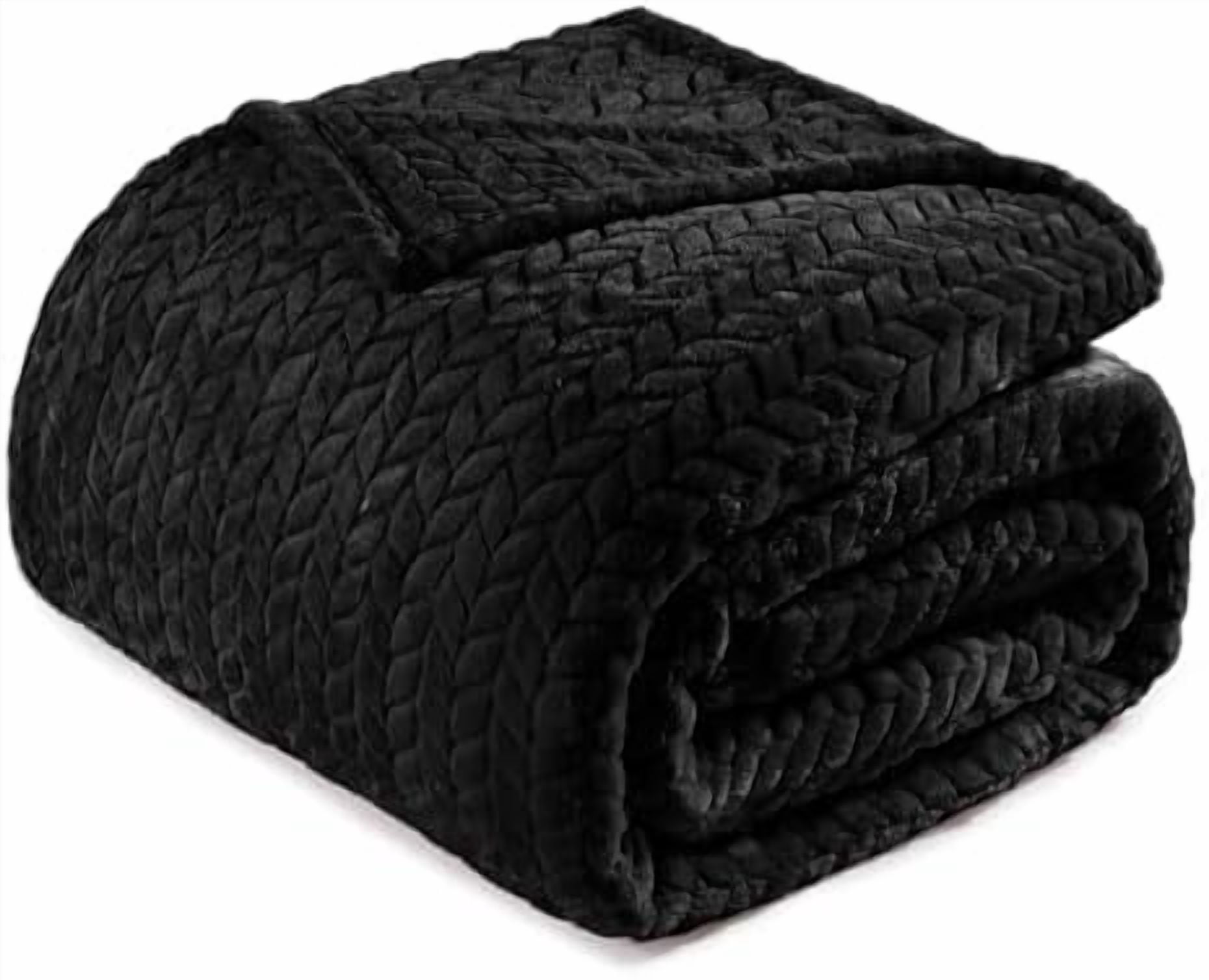 Fleece Queen Size Blanket for Bed, 90x90 Inches Soft Cozy Jacquard ...