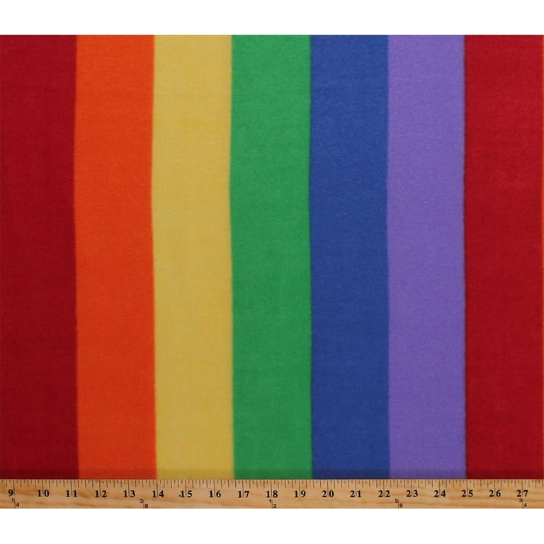 Fleece Rainbow Stripes Multi-Colored Striped Fleece Fabric Print by the  Yard (4902M-12A-rainbow)