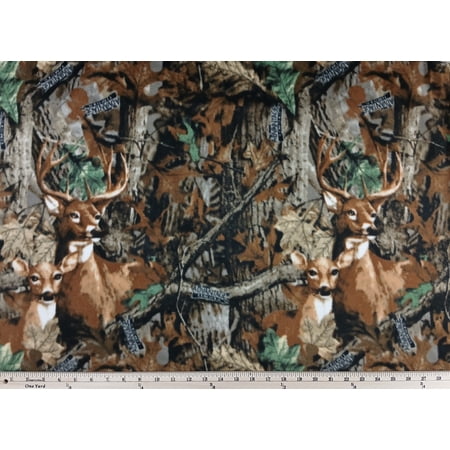 Fleece Realtree Deer Camo Camouflage Hunting Fleece Fabric Print by the Yard (18523D)