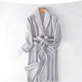 thumbnail image 1 of Fleece Robes for Men with Pockets and Belt Long Sleeve Collared Bathrobes Mens Casual Solid Color Thermal Warm Open Front Loungewear Bath Robe Pajamas, 1 of 3