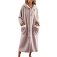 thumbnail image 1 of Robes for Women with Hooded Warm Cozy Long Plush Bathrobe Color: Light Pink Size: L, 1 of 4