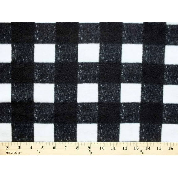 Fleece Salt & Pepper Buffalo Plaid Fleece Fabric Print by the yard (o17061-1b)