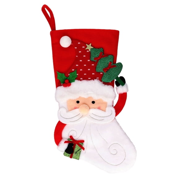 Fleece Santa Claus Christmas Stocking, Multicolor, 18", by Holiday Time