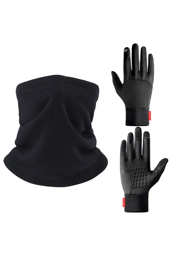 Fleece Scarf Windproof Gloves Three-Piece Set Winter Outdoor Warm Face Masks Usa