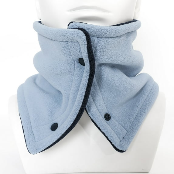 Fleece Scarf for Men Women with Button Winter Neck Gaiters Unisex Couples Casual Solid Color Thermal Warm Cold Weather Scarves