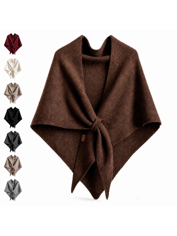 Fleece Shawl Wrap for Women, Soft Knit Winter Poncho Shoulder Wrap Sweater Cardigan, Lightweight Cozy Scarf Shawl for Travel