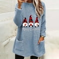 thumbnail image 1 of Fleece Sherpa Pullover for Women Christmas Gnomes Printed Casual Crewneck Pullover Winter Warm Faux Fur Sweatshirts Loungwear Tops with Pocket, 1 of 4