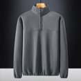 thumbnail image 1 of Fleece Shirts for Men Big and Tall M-5XL Plus Size Long Sleeve Button Stand Collared Pullover Sweatshirts Casual Solid Warm Basic Tops, 1 of 3