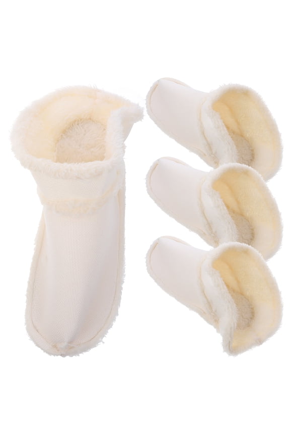 Fleece Shoe Cover Liner 4 Pairs Clog Inner Footwear Lining White Boots Anti Slip Socks Lovers Men and Women Plush