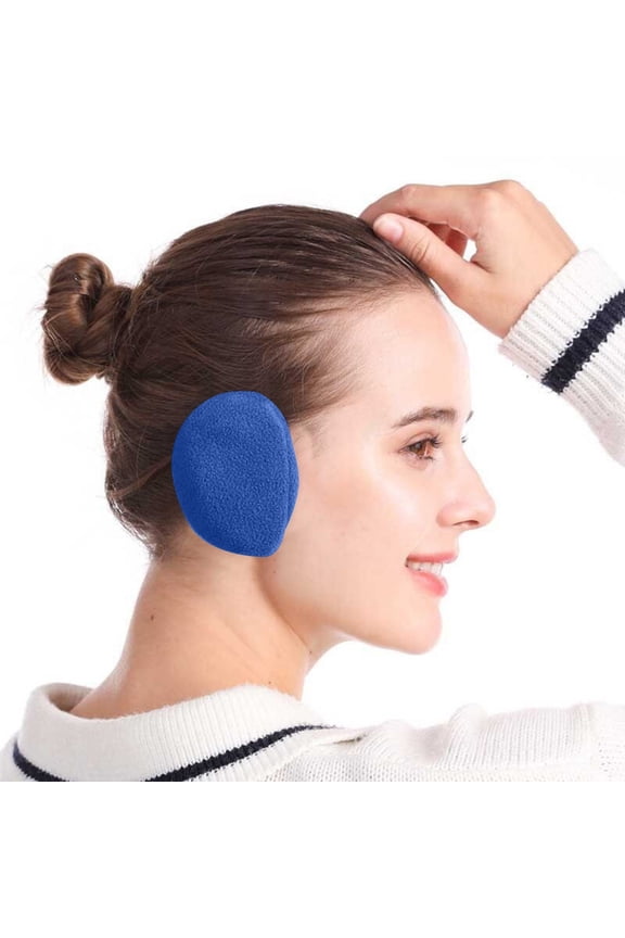 Fleece Single Ear Warmers, No Headband Separate Ear Muffs, Foldable 360 Rotating Thermal Ear Covers for Men and Women, Winter Ear Protection for Running, Skiing, Commuting - Blue