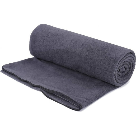 Fleece Sleeping Bag Liner Travel Sheet Camping Sleep Sack Ultralight Zippered Storage Bag Full Sized Zipper Backpacking Blanket for Traveling, Camping, Hiking, Outdoor Activities