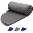 thumbnail image 1 of Fleece Sleeping Bag Liner for Adult Warm or Cold Weather, 75" Long Full Sized Zipper Camping Blanket for Outdoor Indoor Used with Sack, Grey, 1 of 12