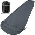 thumbnail image 1 of Fleece Sleeping Bag Liner for Adult Warm or Cold Weather, 75" Long Full Sized Zipper Camping Blanket for Outdoor Indoor Used with Sack, Grey, 1 of 16