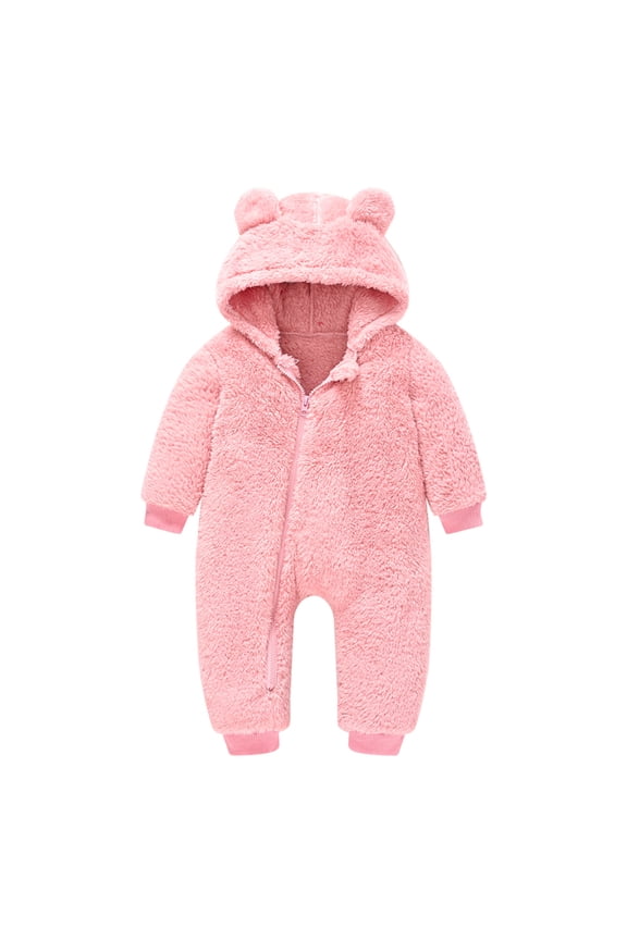 Fleece Snowsuit For Kids One Piece for Girls Boys Coat Jumpsuit Baby Bear Infant Warm Snowsuit Hooded Thick Coat&jacket Outerwear Jackets 12-18 Months