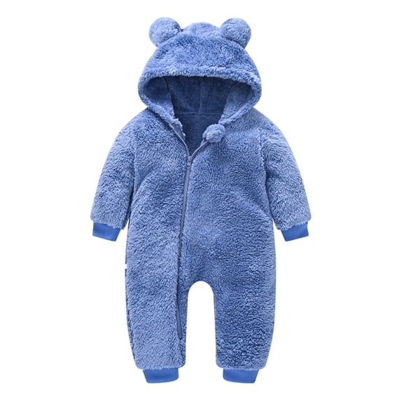 Toddler Baby Boys Girls Fleece Hooded Romper Animal Ear Zip Up Warm Winter Onesie Outerwear Coat 18-24 Months