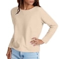 thumbnail image 1 of Fleece Sweaters Shirts for Womens Round Neck Tops Long Sleeve Blouses Ultra Soft Textured Pullover Sweater Blouse Lounge Warm Sweater Tops, 1 of 6