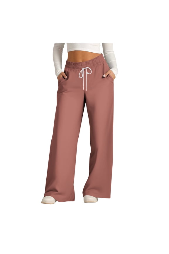Fleece Sweatpants Women Wide Leg Sweatpants Womens Fleece High Waist Joggers with Pockets Lightweight Ladies Sweatpants Baggy Drawstring Athletic Sweat Pants Sweatpants for Teen Girls