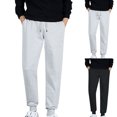 thumbnail image 1 of Fleece Sweatpants for Men Drawstring Elastic Waist With Pocket Sweatpants Straight-Leg Cotton Slim Pants, 1 of 4