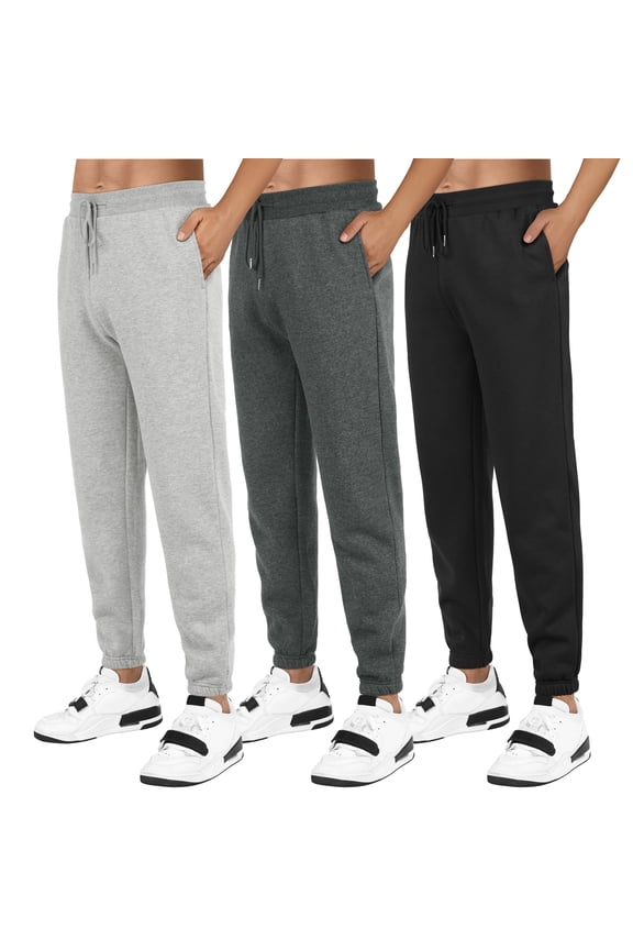 Fleece Sweatpants for Men Elastic Bottom Active Athletic Workout Jogger Pants with Pocket and Drawstring