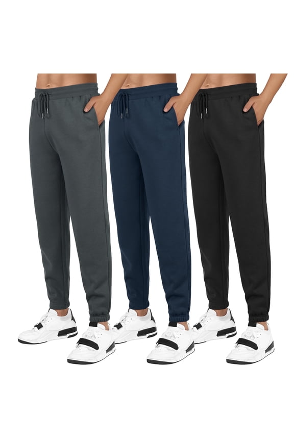 Fleece Sweatpants for Men Elastic Bottom Active Athletic Workout Jogger Pants with Pocket and Drawstring