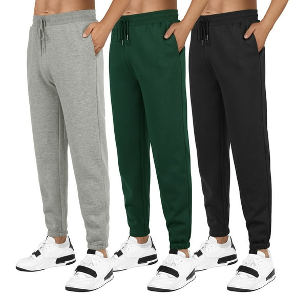 Fleece Sweatpants for Men Elastic Bottom Active Athletic Workout Jogger Pants with Pocket and Drawstring
