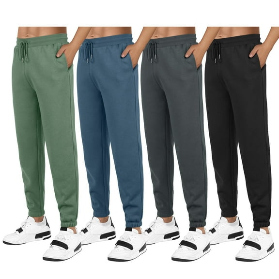Fleece Sweatpants for Men Elastic Bottom Active Athletic Workout Jogger Pants with Pocket and Drawstring