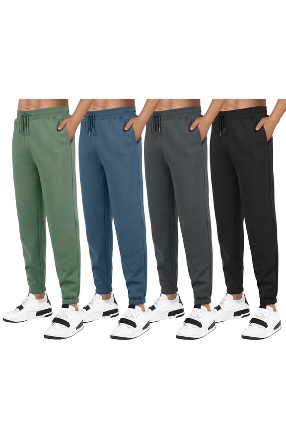 Fleece Sweatpants for Men Elastic Bottom Active Athletic Workout Jogger Pants with Pocket and Drawstring