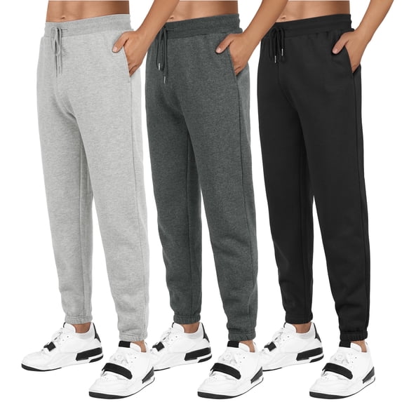 Fleece Sweatpants for Men Elastic Bottom Active Athletic Workout Jogger Pants with Pocket and Drawstring