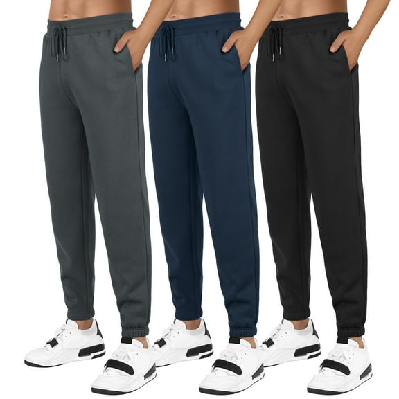 Fleece Sweatpants for Men Elastic Bottom Active Athletic Workout Jogger Pants with Pocket and Drawstring