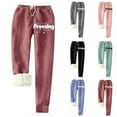 thumbnail image 1 of Fleece SweatpantsFashion Women's Printing Leggings With Elastic Drawstring Pockets Thick Warm Pants Black qILAKOG Size XXXL, 1 of 4
