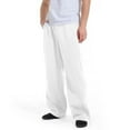 thumbnail image 1 of Fleece Sweats for Men, Open Bottom Sweatpants White L, 1 of 7