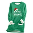 thumbnail image 1 of Fleece Sweatshirt for Women Merry Christmas Winter Warm Sherpa Lined Tunic Thermal Crew Neck Long Sleeve Pullover, 1 of 3