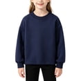 thumbnail image 1 of Fleece Sweatshirts For Kids Fall Winter Warm Casual Trendy Pullover Crew Neck Long Sleeve Oversized Tops (3-4Years, Navy), 1 of 9