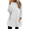 thumbnail image 1 of Fleece Sweatshirts For Women Trendy Winter Warm Sherpa Lined Crewneck Long Sleeve Pullover Tunic Tops With Pocket White L, 1 of 6