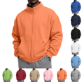 thumbnail image 1 of Fleece Sweatshirts for Men Oversized Stand Collar Full Zipper Jackets Coats Full Zipper, Warm Thermal Fabric, Drop Shoulder, Fleece Jacket, Full Zip Up, Relaxed Fit, Aesthetic, Daily Casual, 1 of 6
