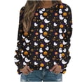 thumbnail image 1 of Fleece Sweatshirts for Women Long Sleeved Round Neck Cute Halloween Novelty Printed Pullover Top Ugly Oversized Sweatshirt Fall Winter Casual Warm Sweaters Tops Size S-3XL, 1 of 5
